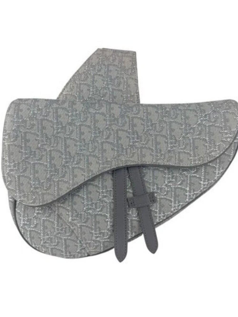 Auth Christian Dior Saddle Bag Shoulder Bag Gray Canvas - z6784